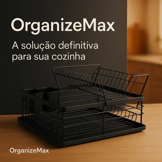 Escorredor Loucas Organizador Cozinha 2 Andares Preto Fosco Compacto Resistente