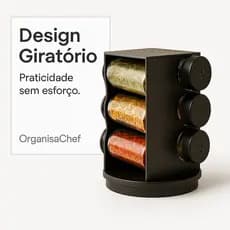 Organizador de Temperos Giratório Plástico 6 Potes 80ml Cozinha