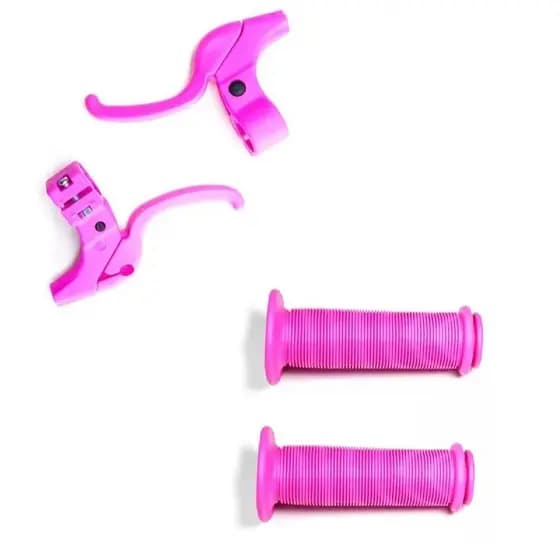 Kit Bike 16 Manete Maçaneta e Punho Manopla ROSA Bicicleta Infantil Mirim