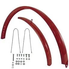 Par de Paralama Bicicleta Aro 26 Vermelho COMPLETO c Hastes Parafusos p Bike POTI Monark