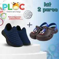 KIT 2 PARES PLOC - 1 TÊNIS COLORS + 1 SANDÁLIA   (bab94 PRETO SONIC PERSONAGEM)