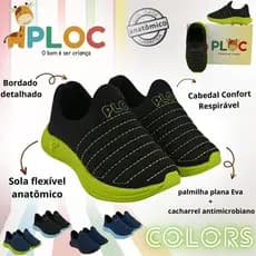 Tênis Ploc Colors Infantil Menino Calce Fácil Jogging Escolar
