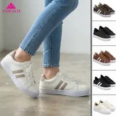 Tênis Feminino Casual Vimalo Preto, Branco, Marrom, Caramelo, e Off Wihite