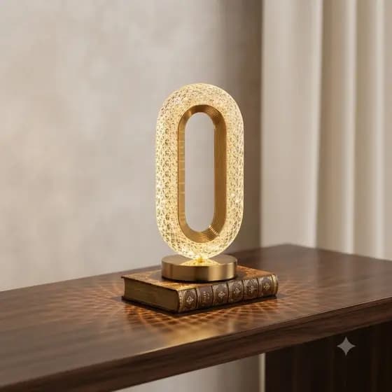Luminária Abajur Cristal Retrô LED Touch Recarregável USB 3 tons de Cores