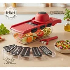 Ralador Fatiador Legumes Mandoline Slicer Multifuncional Aço INOX 6 em 1