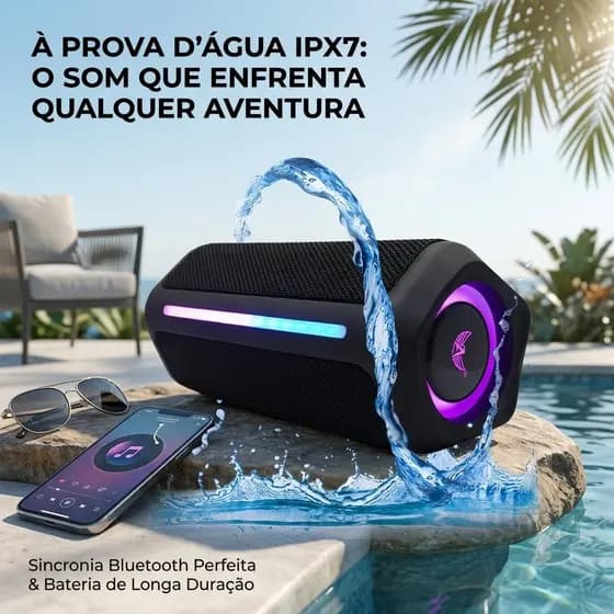 Caixa de Som Bluetooth Portátil À Prova D'agua 15W BASS - ( Cores Sortidas)