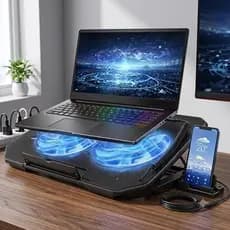 Suporte Base Notebook Cooler Duplo Silencioso Led Altura Regulável BM-763