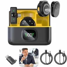 Microfone De Lapela DUPLO Sem Fio Com Cancelamento De Ruído Magnético Profissional Para IPhone Android Type C