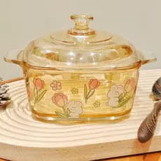 Panela De Vidro Com Tampa , E Resistente Ao Calor De 1L Panelas Transparentes , Conjunto De Feitas À Mão Cooktop Segu