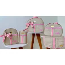 Kit de bolsas maternidade laço, Conjunto de bolsas maternidade menina personalizadas. Kiara Baby