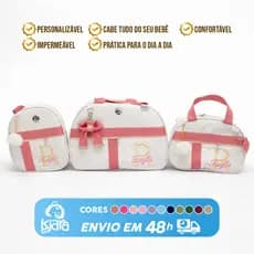 Bolsa Maternidade Personalizada Luxo com Inicial | Kit 3, 4 ou 5 Peças – Tiara Baby