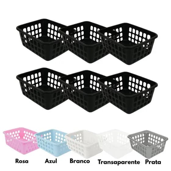 Kit 6 Cestinhas Organizadoras 2 Tamanhos - Varias Cores Multiuso