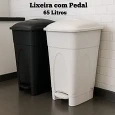 Lixeira com Pedal 65 Litros Grande -  Cesto de Lixo - Cozinha Lavanderia