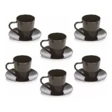 Jogo De 6 Xícaras De Café Com Pires Acrílica Preto Chá
