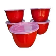 Kit 4 Saladeira 2 Litro Pote C Tampa Multiuso Tigela Redondo
