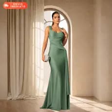 Vestido Feminino Longo de Festa Trilobal Cauda Sereia Madrinha Convidada Formatura Elegante Melissa