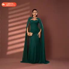 Vestido Longo Tomara Que Caia Com Capa Em Tule Com Brilho Brilhante Festa Casamento Madrinha Naomi