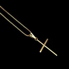 Corrente Veneziana com Pingente Cruz Palito Banhado a Ouro 18K - 70 CM