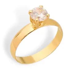 Anel Feminino Solitário Ouro 18K Folheado Compromisso Noivado