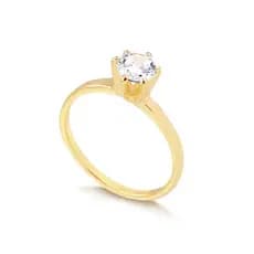 Anel Solitário Banhado A Ouro 18k Com Pedra Zircônia