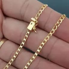 Corrente cordão grumet 3mm 60cm banhado a ouro 18k masculino