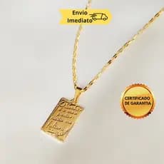 Corrente Masculina Moeda Antiga Banhada a ouro 18k, Pingente Salmo 23, com Garantia.