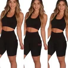 Kit 3 bermuda fitness feminina academia