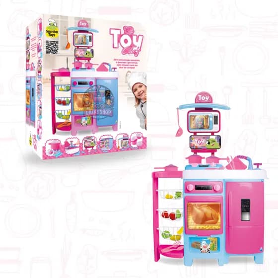 Cozinha Infantil Completa com Geladeira Forno Fogão Micro-ondas Torneira que Sai Água de Verdade 571