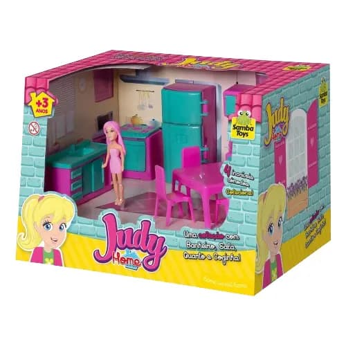 Coleção Judy Cozinha Com Boneca e Acessórios Brinquedo Infantil Samba Toys