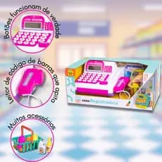 Caixa Registradora Infantil - Mercadinho Completo com 29 Peças e Cestinha - Calculadora