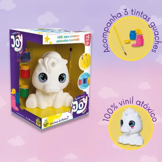 Unicórnio Joy de Pintura Brinquedo Infantil com 3 Guaches para Colorir