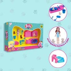 Coleção Judy Pets Cachorro e Gato com Boneca e Acessórios Brinquedo Infantil Samba Toys