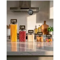 Monte seu Kit Pote Hermético para Mantimentos de Cozinha Dispensa Armário Plástico