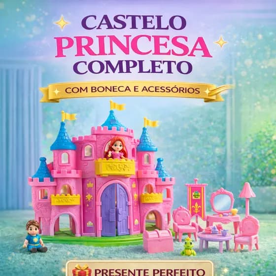 Castelo Princesa Judy Completo Infantil com Boneca e Kit de Acessórios + Móveis Samba Toys