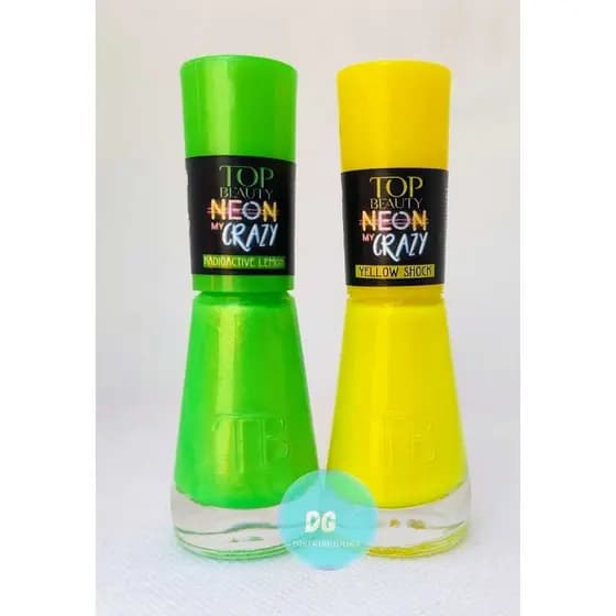Kit com 2 Esmaltes - Radioactive Lemon + Yellow Shock Coleçao Neon 12 Free Top Beauty