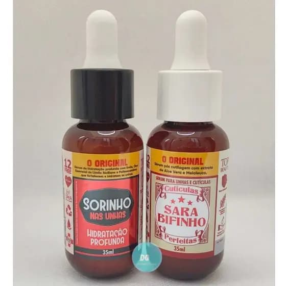 Kit com 2 Séruns - Sorinho + Sara Bifinho Versão Conta-Gotas 35ml Sos Unhas Top Beauty