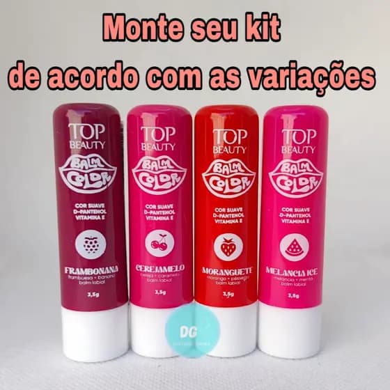 Monte seu Kit - Escolher a Variação -  Lip Balm Color com D-Pantenol+Vitamina Top Beauty