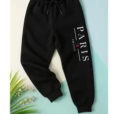 Calça Infantil Algodão Moletom Preta Menino Menina Paris France