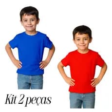 Kit 2 Camisas Manga Curta camisetas Infantil Menino Básica Lisa