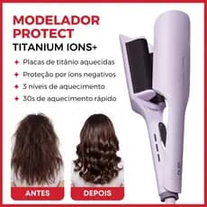 Lena Modelador de Ondas Protect Titanium Íons+ 32mm Aquecimento Rápido Painel de Titanium Compacto