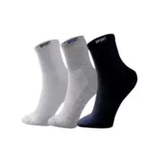 Kit 3 a 12 Pares de Meia Masculina e Feminina Esportiva Cano Alto Médio Grossa Algodão Preto, Branco e Cinza