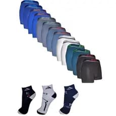 Cuecas Box Lisas Masculino Kit 10 Un+12 Pares Meias Cano Médio Oferta