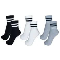 Kit de 3 a 12 Meias Cano Alto Listradas Masculina de Algodão