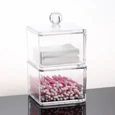 Caixa de armazenamento de mesa Caixa de cotonete Cosmetic Cotton Box Transparente Cosmetic Cotton Box Cosmetic Storage Box Coleção de joias