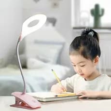 Lâmpada LED recarregável para estudantes, lâmpada de proteção ocular multifuncional com clipe de anel de 360 ​​graus