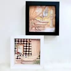 Moldura para fotos A6 11x11 com moldura de vidro e borda de madeira para decoração de parede