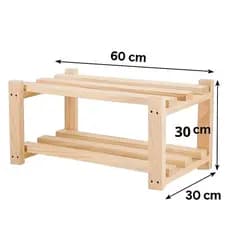 Sapateira Banco para Hall de Entrada Elegante em Madeira 60X30X30 com 2 Prateleiras em pinus