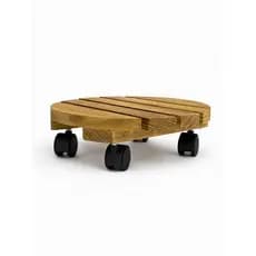 Suporte Para Vaso 30cm Redondo Madeira Roda Prático envernizado
