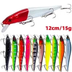 21 Cores Isca de pesca isca submersa isca dura de minhoca 12cm /15g isca plástica falsa equipamento de pesca