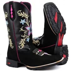 Bota Texana feminina Cano Longo Montaria Rodeio Bordada